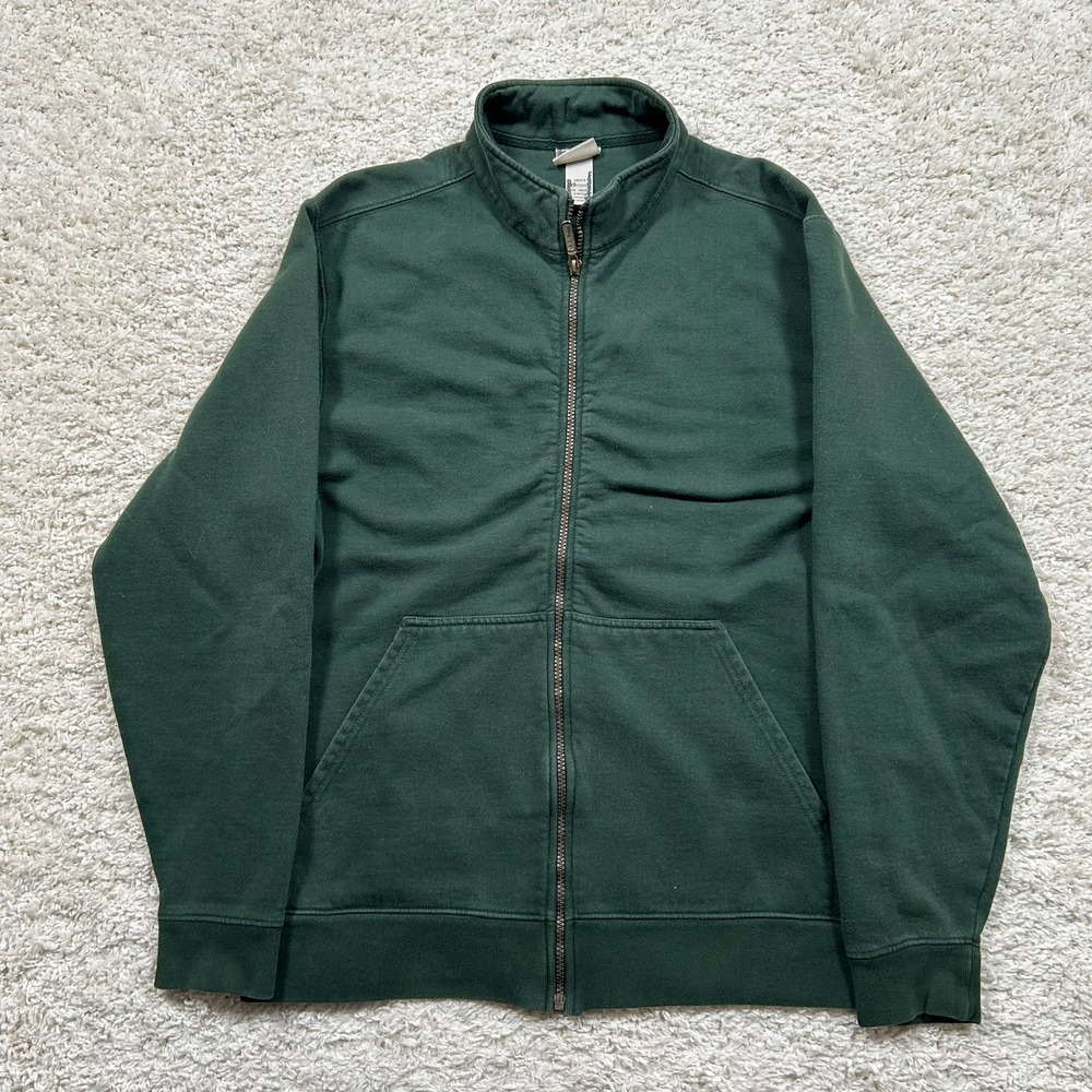 L.L. Bean Full Zip Sweatshirt Medium Green Mock Neck Fleece Jacket 0WP05